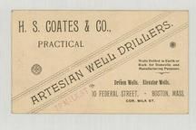 H. S. Coates & Co. - Artesian Well Drillers, Perkins Collection 1850 to 1900 Advertising Cards